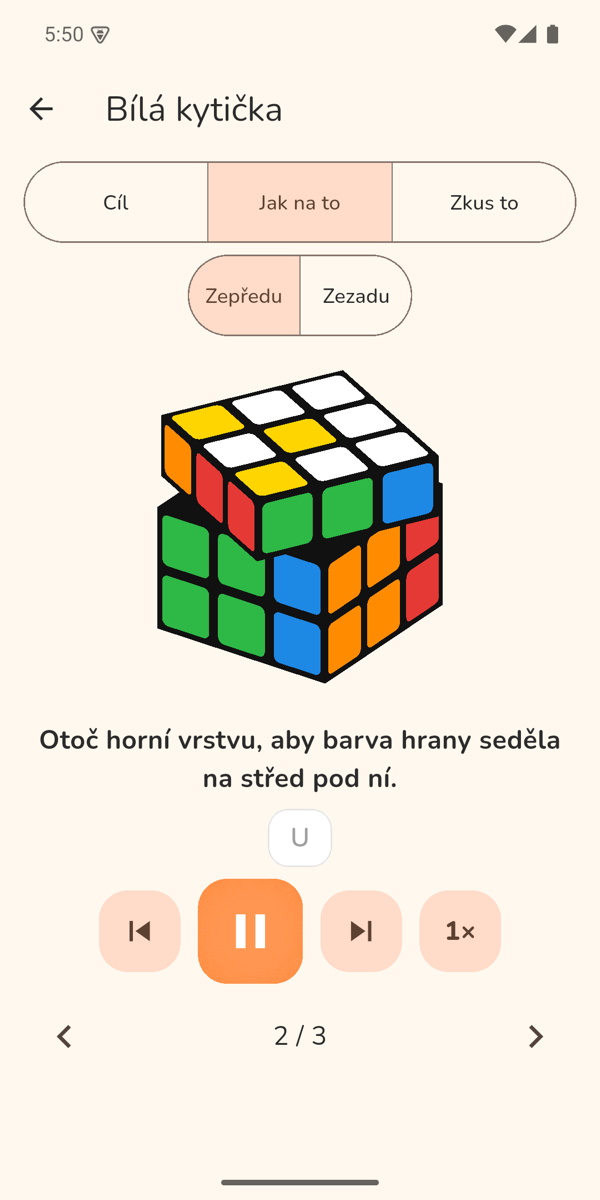 Lekce s animovanou kostkou a tahy