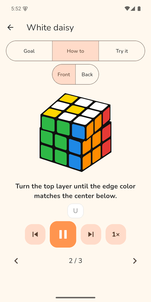 Lesson with the animated cube and moves